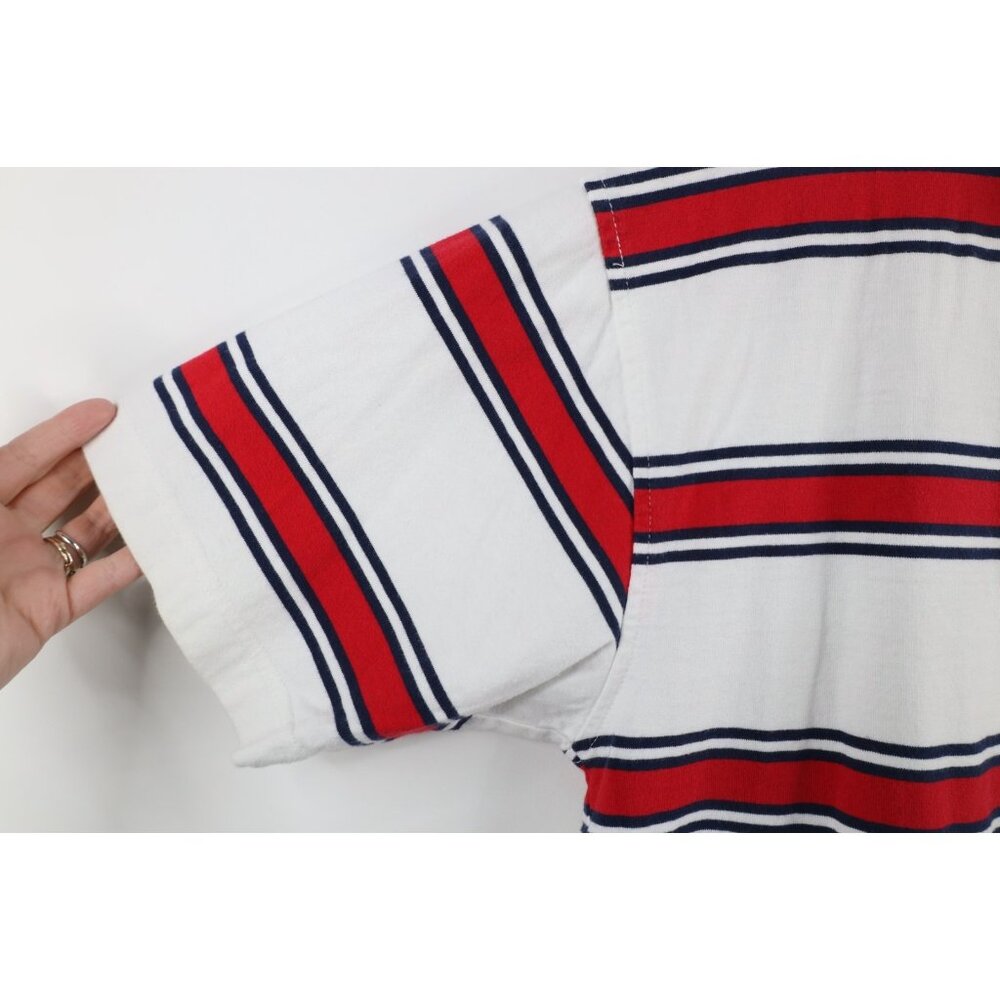 Vintage 90s Tommy Hilfiger Mens Medium Striped Color Block Rugby Polo Shirt - Picture 5 of 14
